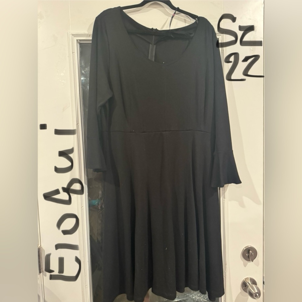 Elloqui Fit and Flare Black Dress Plus Size!